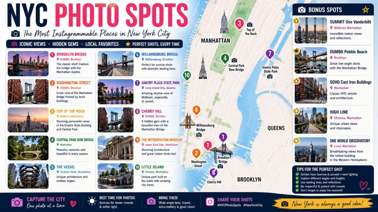 NYC Photo Spots Map – Exact Locations for the Best Instagram & Photography Spots in New York City