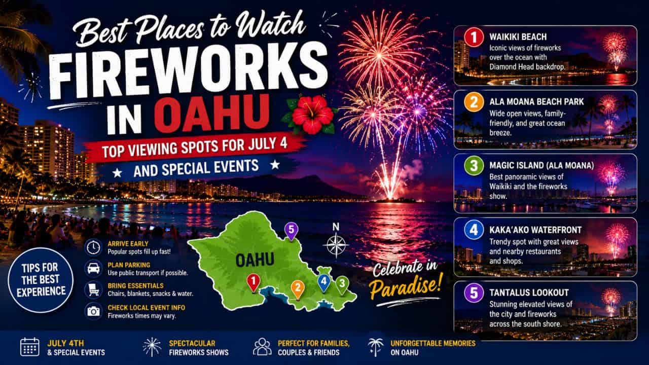 Best Places to Watch Fireworks in Oahu: Top Viewing Spots for July 4 and Special Events
